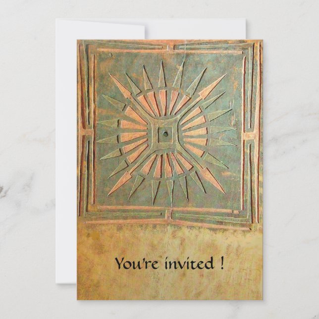 Invitation ÉTOILE DU MATIN, jaune vert antique, blanc (Devant)