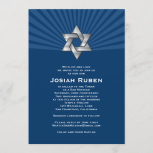 Invitation Étoile juive argentée de Josiah d'invitation de