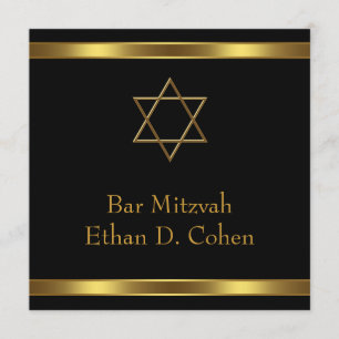 Invitation Étoile noire de David Bar Mitzvah en or