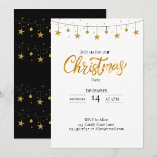 Invitation Étoile noire de Noël et motif de boule