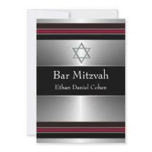 Étoile noire rouge argentée de David Bar Mitzvah