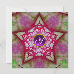 INVITATION ETOILE ROSE ABSTRAITE MONOGRAMME AMÉTHYSTE VIOLET
