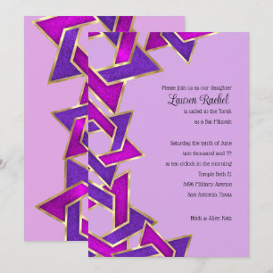 Invitation Étoile rose violet bat mitzvah de David Invitat