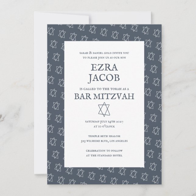 Invitation Étoile simple de David Custom B'nai Bat Bar Mitzva (Devant)