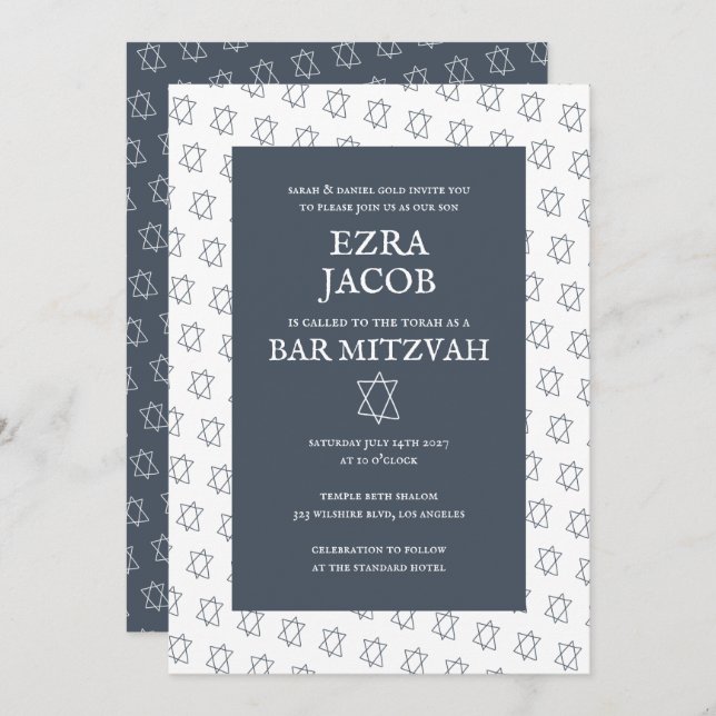 Invitation Étoile simple de David Custom B'nai Bat Bar Mitzva (Devant / Derrière)
