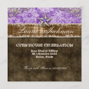 Invitation Étoile Vintage de Quinceanera en violet