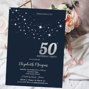 Invitation Étoiles Blanches Simples Fête d'Anniversaire des 5