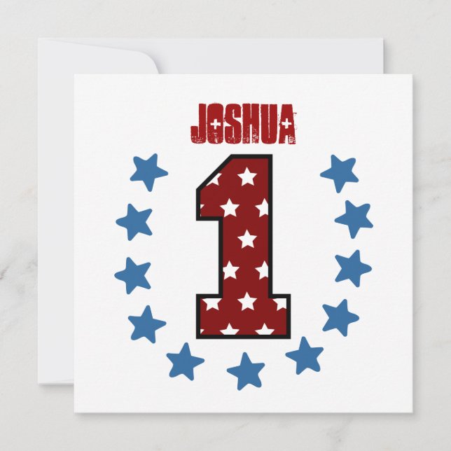 Invitation Etoiles bleues rouges blanches pour le premier ann (Devant)