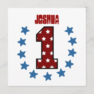 Invitation Etoiles bleues rouges blanches pour le premier ann