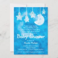 Étoiles Brillantes Célestes Lune Ciel Bleu Baby Sh