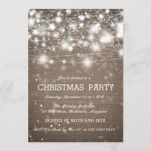 Invitation Étoiles brillantes de fête de Noël rustique de