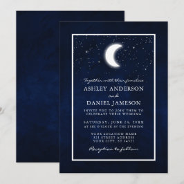 Invitation Étoiles céleste de lune Mariage encadré