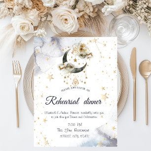 Invitation Étoiles célestes de lune d'or