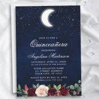 Étoiles célestes de lune Quinceanera florale