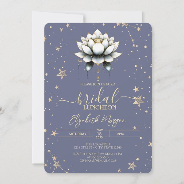 Invitation Étoiles célestes du Lotus blanc Mariage du Pastel  (Devant)