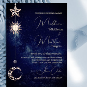 Invitation Étoiles célestes Lune Galaxie Mariage élégant
