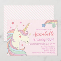Étoiles Ciel Rose Cute Unicorn Anniversaire