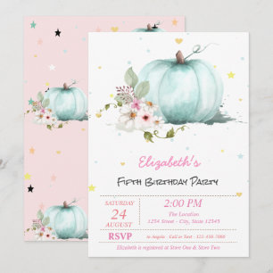 Invitation Étoiles Citrouilles florales magiques Anniversaire