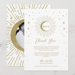 Invitation Étoiles de Blanc Or Soleil Éclaté Céleste Lune Mer