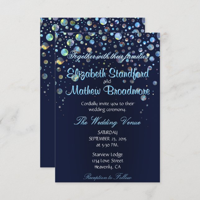 Invitation Étoiles de bulles (Devant / Derrière)