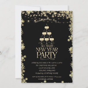 Invitation Étoiles de cocktail au verre de champagne pour les