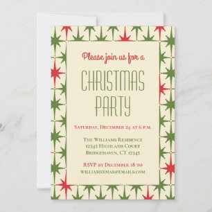 Invitation Étoiles de Noël modernes rétro Vintage du milieu d