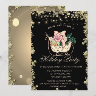 Invitation Étoiles de traîneau de Noël chic Fêtes