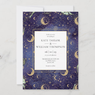 Invitation Étoiles d'or spirituel céleste Étoiles de lune Mar