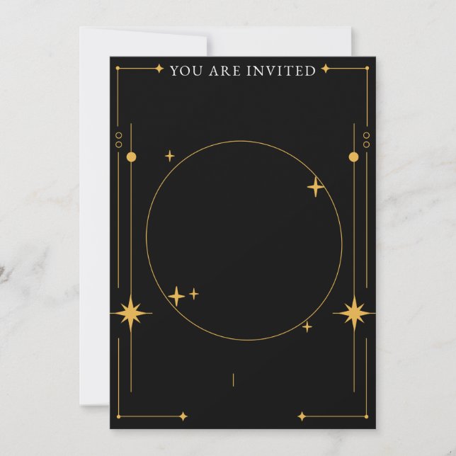Invitation Étoiles dorées et noires personnalisables (Devant)
