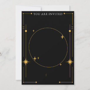 Invitation Étoiles dorées et noires personnalisables