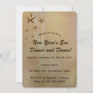 Invitation Étoiles et étincelles de tir en or modifiables