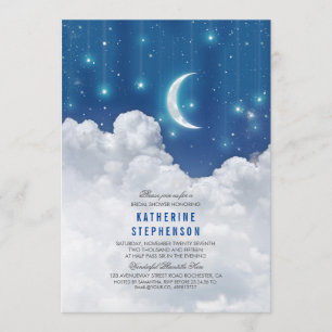 Invitation Étoiles et Fête de la mariée romantiques de lune