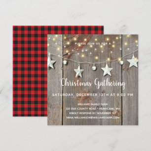 Invitation Étoiles et lumières rustiques sur la fête de Noël