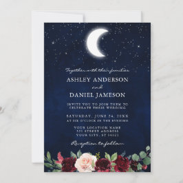 Invitation Étoiles Mariages célestes de lune Floral
