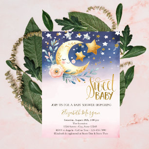Invitation Etoiles Nuages Lune Baby shower