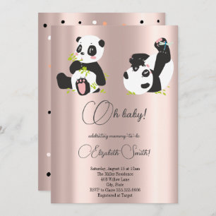 Invitation Étoiles, points, mignons pandas, baby shower