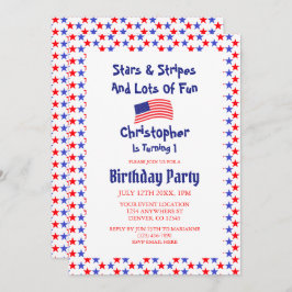 Invitation Étoiles & rayures 1er anniversaire