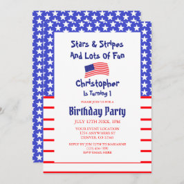 Invitation Étoiles & rayures 1er anniversaire