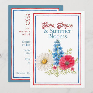 Invitation Étoiles, Rayures et Floraisons d'Été du 4 Juillet