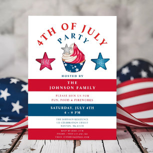 Invitation Étoiles Rouges Blanches Et Bleues Patriotiques 4 J