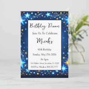 Invitation Étoiles scintillantes bleu jaune Luxe Moderne Abst
