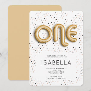 Invitation Étoiles sur ballon à huile d'or Type 1er anniversa