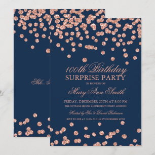 Invitation Étonnez bleu marine rose de parties scintillantes