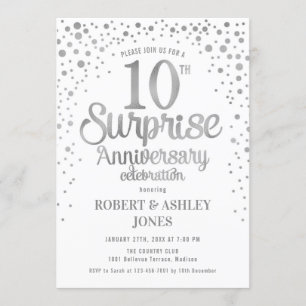 Invitation Étonnez le 10ème anniversaire de mariage - argent