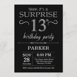 Invitation Étonnez le 13èmes noir et argent d'invitation