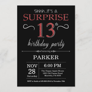 Invitation Étonnez le 13èmes noir et rouge d'invitation