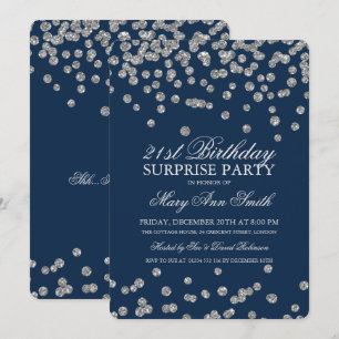 Invitation Étonnez le 21ème bleu marine de parties