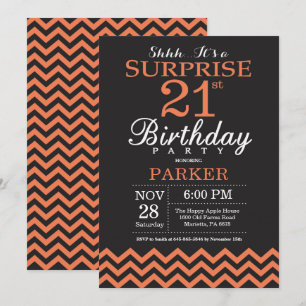 Invitation Étonnez le 21ème Chevron noir et de corail