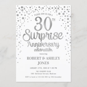 Invitation Étonnez le 30ème anniversaire de mariage - argent