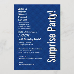 Invitation ÉTONNEZ le bleu royal moderne Ver 001 du 30ème